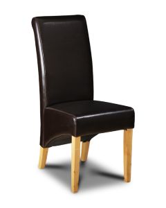 Brown Leather Rollback Dining Chair
