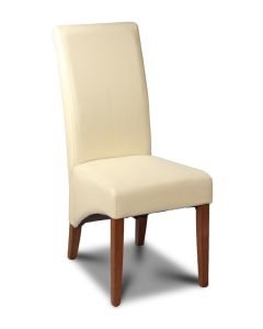 Cream Leather Rollback Dining Chair