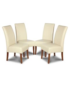 Set of 4 Cream Madrid Leather Dining Chairs