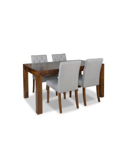 160cm Dakota Dining Table & 4 Milan Button Fabric Chair
