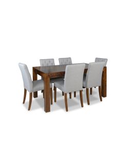Dakota 160cm Dining Table & 6 Milan Button Fabric Chairs 