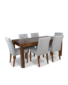 Dakota 180cm Dining Table & 6 Milan Button Fabric Chairs