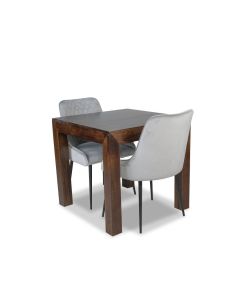 Mango Wood Dining Table & 2 Henley Velvet Chairs