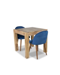 Light Dakota 80cm Dining Table & 2 Zena Velvet Chairs