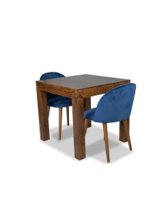 Extra Small 80cm Dakota Dining Table & & 2 Zena Velvet Dining Chairs (2 Colours) - In Stock