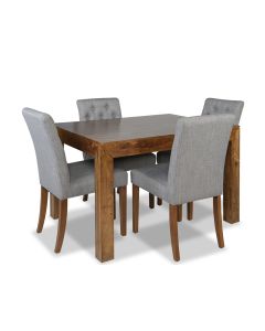 Dakota 120cm Dining Table & 4 Milan Button Fabric Chairs