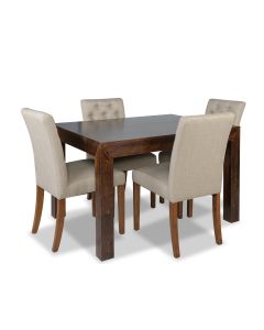 Mango 120cm Dining Table & 4 Milan Button Fabric Chair