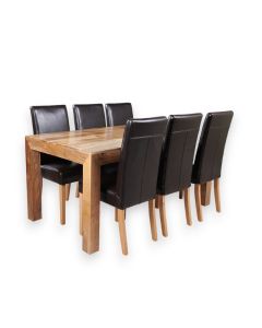 Light Dakota 160cm Dining Table & 6 Barcelona Chairs
