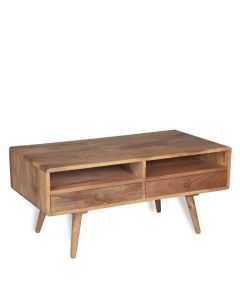 Light Vintage Mango Coffee Table with Drawers - In Stock