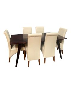 Vintage Mango 180cm Dining Table & 6 Rollback DIning Chairs