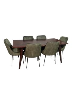 Vintage Mango 180cm Dining Table & 6 Henley Velvet Dining Chairs