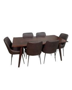 Vintage Mango 180cm Dining Table & 6 Henley Faux Leather Dining Chairs