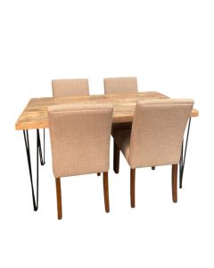 Light Vintage 140cm Dining Table & 4 Milan Dining Chairs