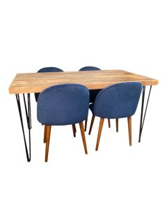 Light Vintage 140cm Dining Table & 4 Zena Dining Chairs