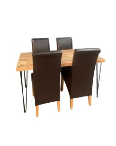 Light Vintage Dining Table & 4 Rollback Dining Chairs