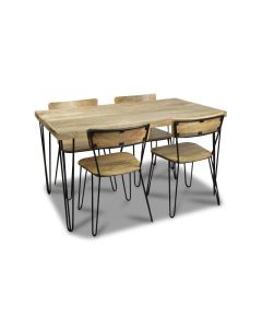 Light Vintage 140cm Dining Table and 4 Chairs