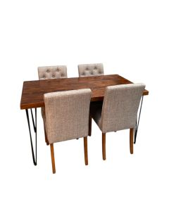 Vintage Dining Table & 4 Milan Button Dining Chairs