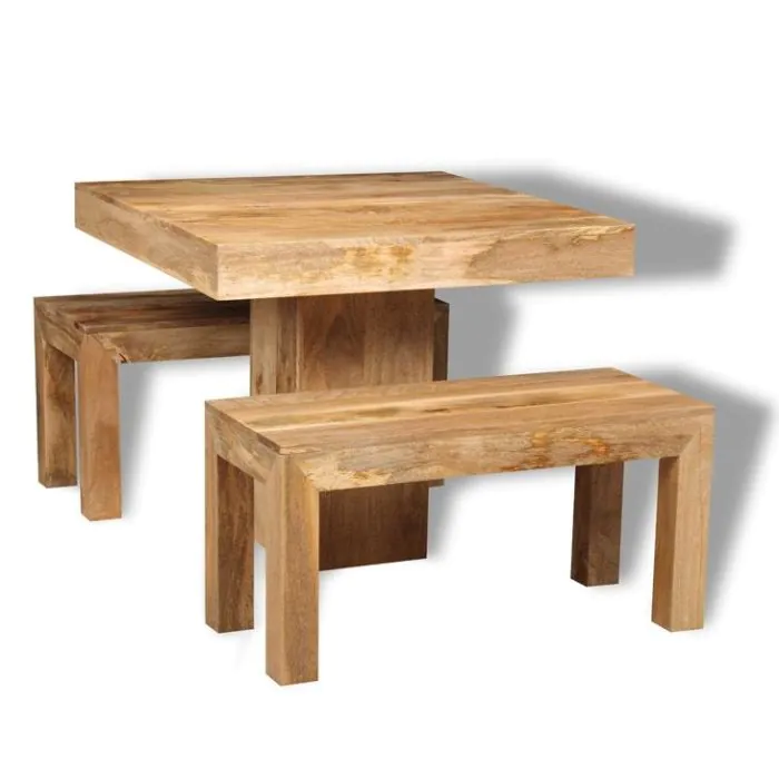 Light Dakota 90cm Cube Dining Table Small Benches Trade