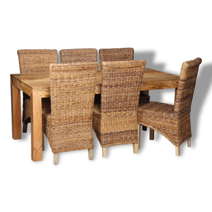 Light Mango Wood 180cm Dining Table Havana Chairs
