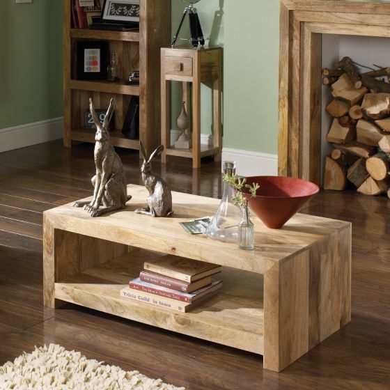 Light Mango Wood Open Coffee Table