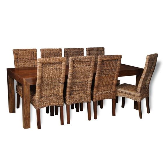 Dakota 220cm Dining Table & 8 Rattan Chairs