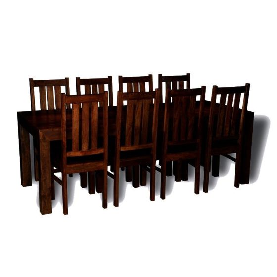 Mango Wood 220cm Dining Table & 8 Mango Wood Dining Chairs