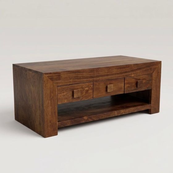 Dakota Mango Wood 110cm 6 Drawer Coffee Table - Due 21st June 