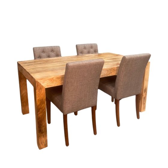 Light Dakota 160cm DIning Table & 4 Milan Button Dining Chairs