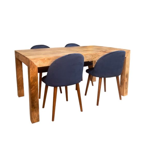 Light Mango Wood 160cm DIning Table & 4 Zena Dining Chairs