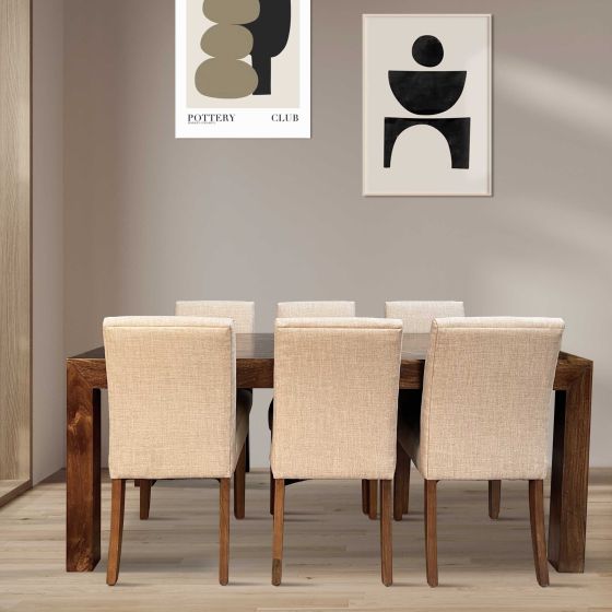 Dakota 160cm Dining Table & 6 Milan Dining Chairs (3 Colours) - Due 4th April