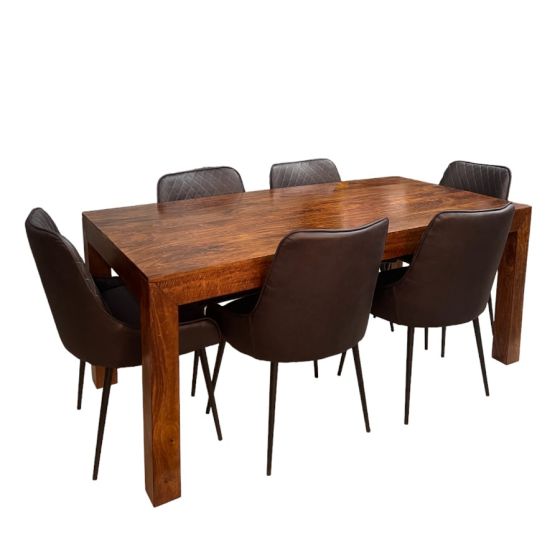 Dakota Dining Table & 6 Henley Faux Leather Chairs