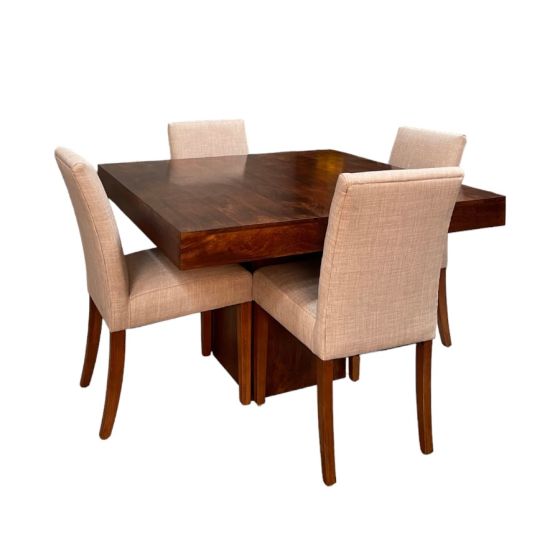 Dakota 120cm Cube Dining Table & 4 MIlan Fabric Dining Chairs