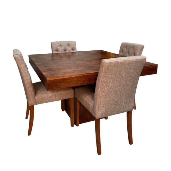 Dakota 120cm Cube Dining Table & 4 Milan Button Dining Chairs