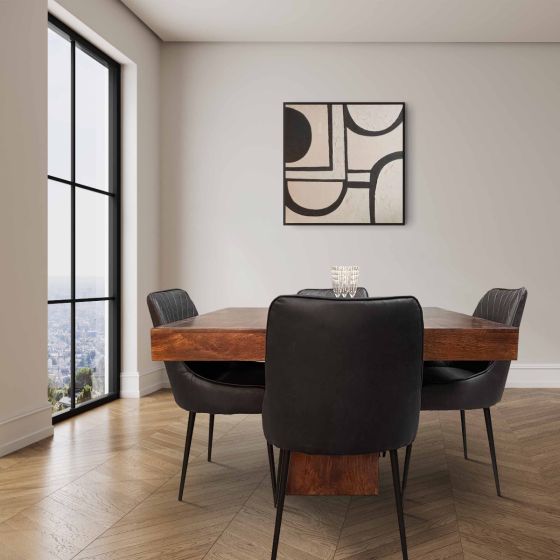 Dakota 120cm Cube Dining Table & 4 Henley Faux Leather Dining Chairs (4 Colours) - In Stock