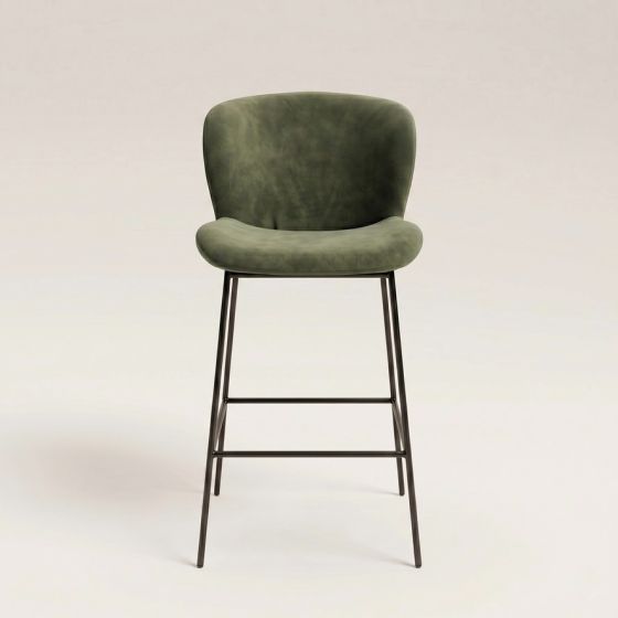 Green Velvet Bar Stool - In Stock
