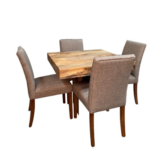 Light Mango Wood 90cm Cube Dining Table & 4 Milan Dining Chairs
