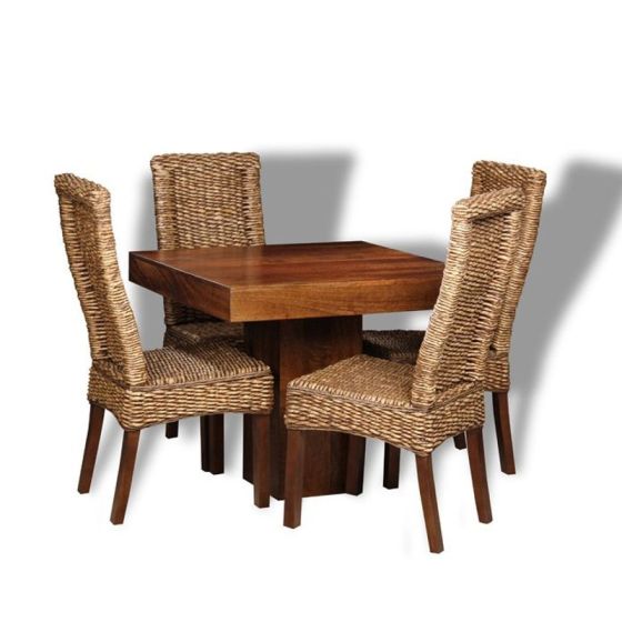 Dakota 90cm Cube Dining Table & 4 Havana Rattan Chairs