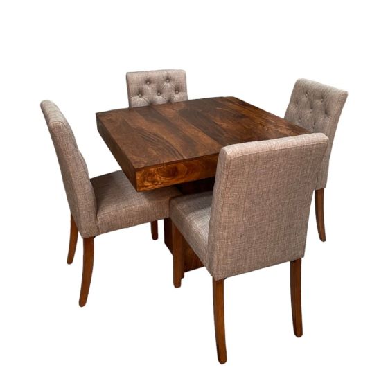 Dakota 90cm Cube Dining Table & 4 Milan Button Dining Chairs