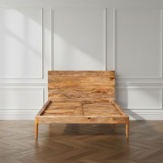 Ex Display Light Scandi Mango King Size Bed (T552) - One Available