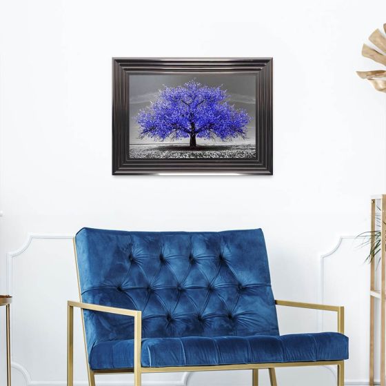 Navy Cherry Tree Framed Art - In Stock