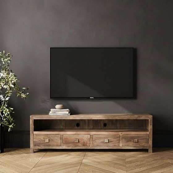 Oak Stain Dakota Large 200cm Media Unit - Due 8th June