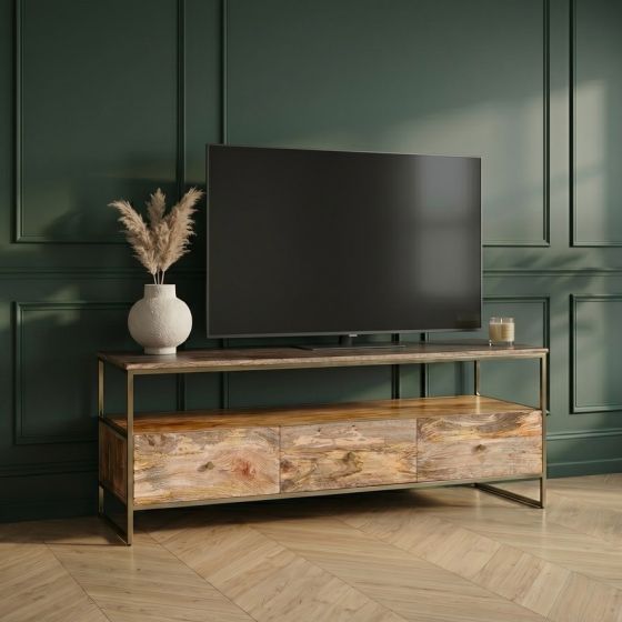 Industrial Gold 140cm TV Unit - In Stock