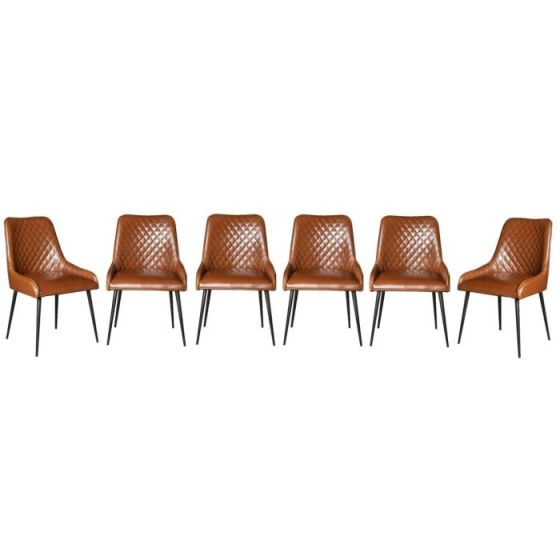 Set of 6 Henley Faux Leather Chocolate Chairs - In Stock