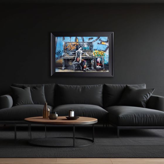 Pianist Graffiti Framed Art - In Stock