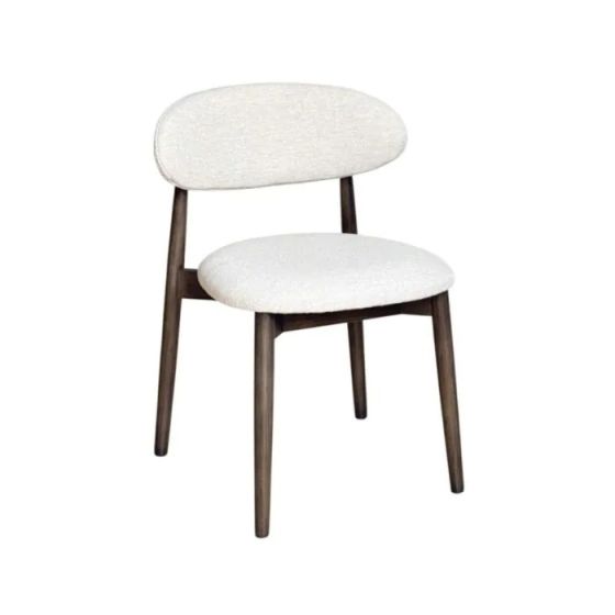 EX-Display Scandi Cream Boucle Dining Chair - Dark Leg - Last One Remaining