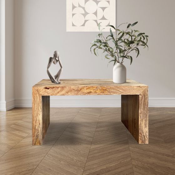 Light Mango Wood 85cm Open Coffee Table - In Stock 