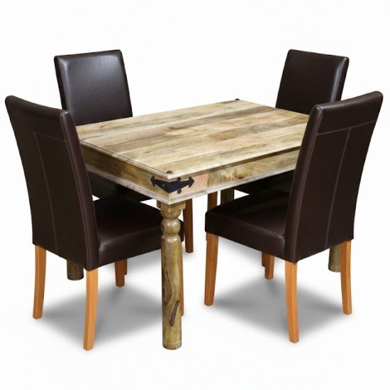 J40LS&4ALS - Small Jali Mango Light Dining Table and 4 Barcelona Chairs