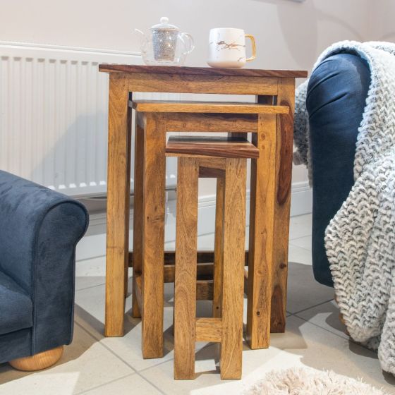 Jali Sheesham - Tall Nest of Tables - In Stock