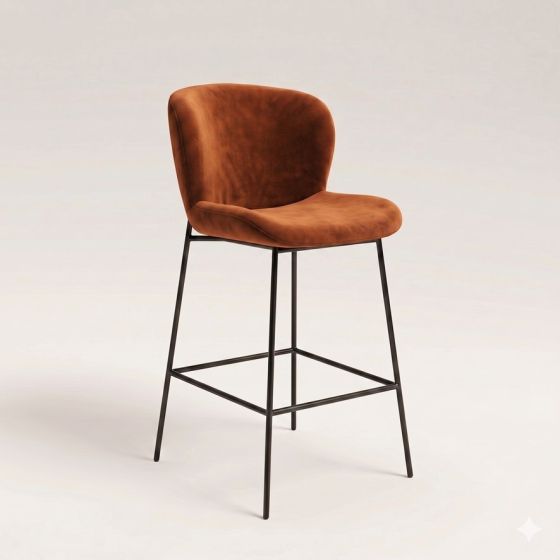 Rust Orange Velvet Bar Stool - Due 9th July