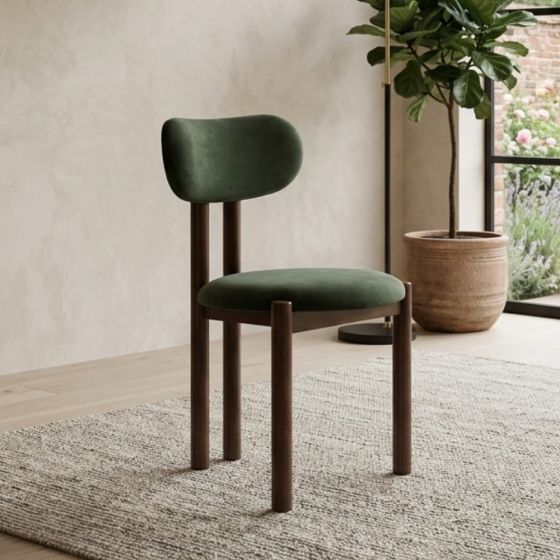Aspen Green Velvet Oak Dining Chair